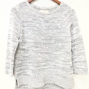 Ann Taylor Loft Knit Sweater Women’s Large Gray Round Neck 3/4 Sleeves